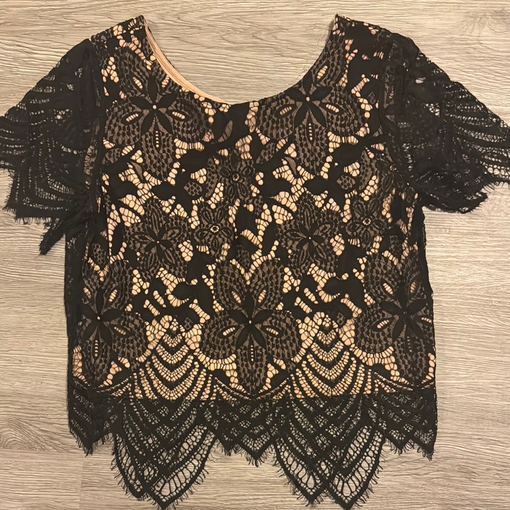 Express Black Embellished Crop Blouse